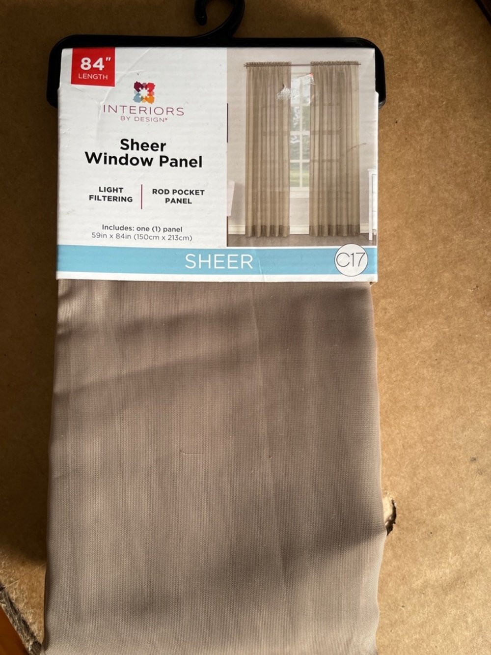 Interiors by Design Taupe Sheer Window Panel - Light Filtering Rod Pocket